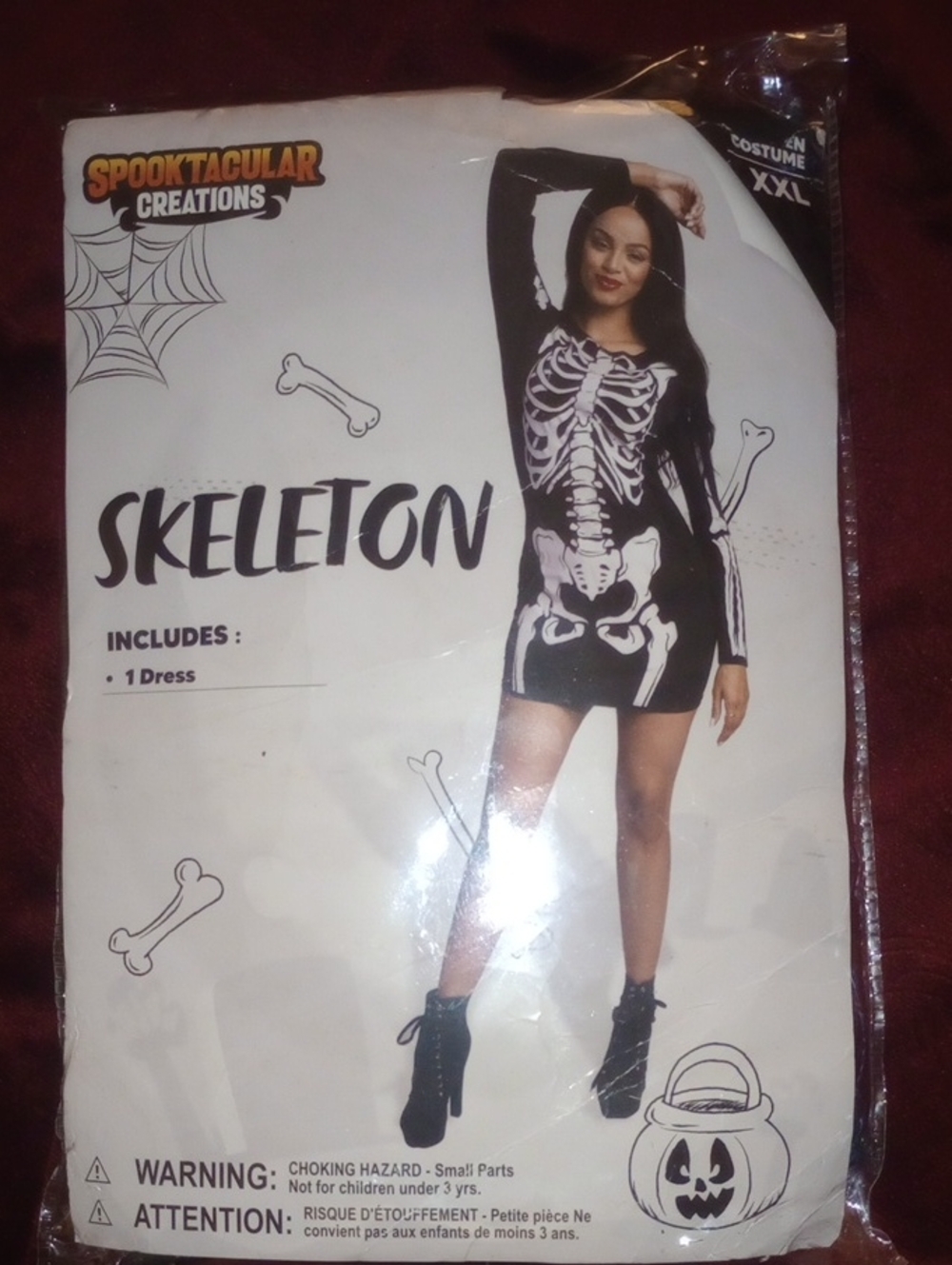 Sexy Women's Black Skeleton Dress Costume